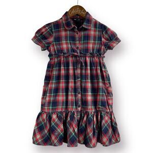 Ralph Lauren Plaid Dress 6X Red Blue Green Ruffle